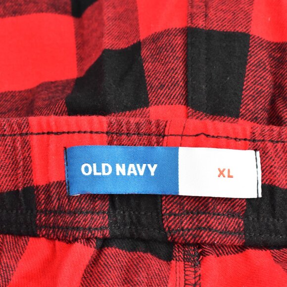 Men's Old Navy Straight Flannel Pajama Sleep Pants XLARGE Red Buffalo Plaid NEW - Picture 9 of 10
